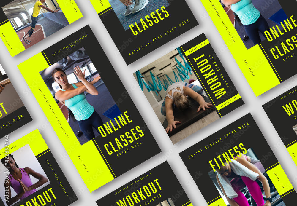 Fitness Social Media Posts Stock Template | Adobe Stock