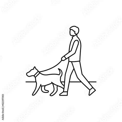 Dog walk color line icon. Pictogram for web page, mobile app