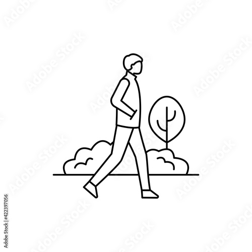 Walk in park color line icon. Pictogram for web page, mobile app