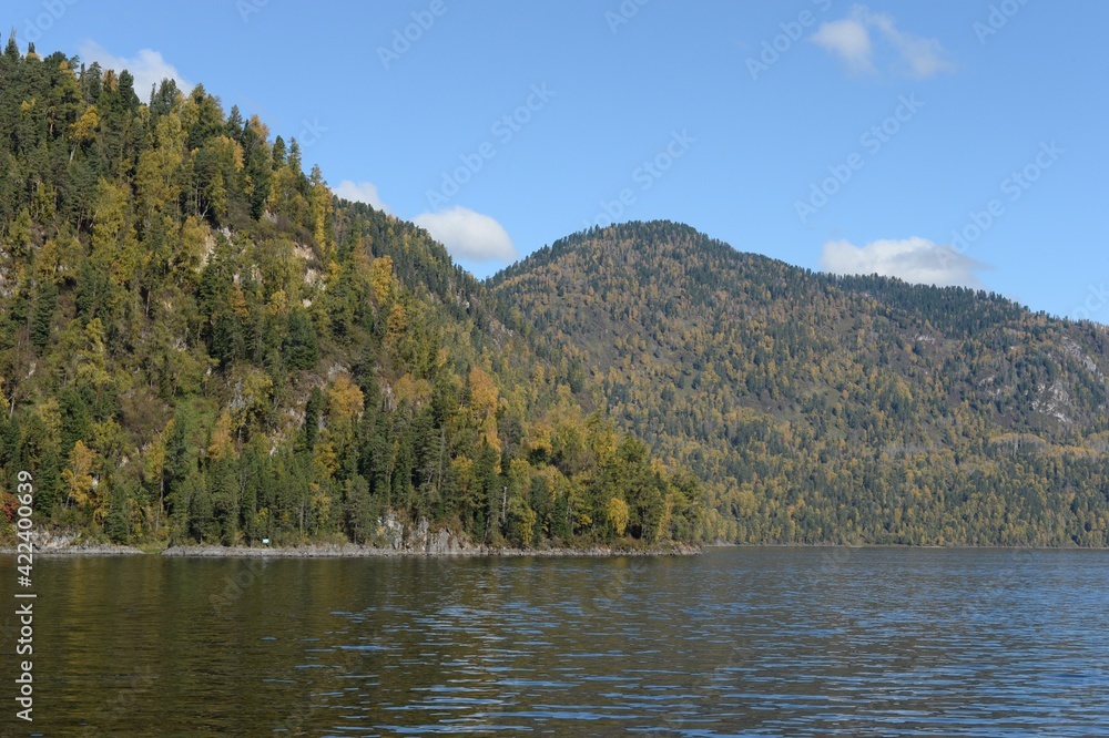 Autumn on Lake Teletskoye. Altai Republic. Western Siberia
