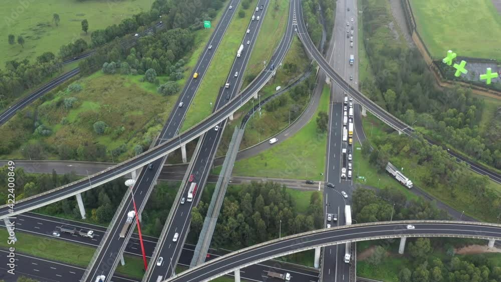 Aerial view of the Light Horse Interchange, the largest motorway