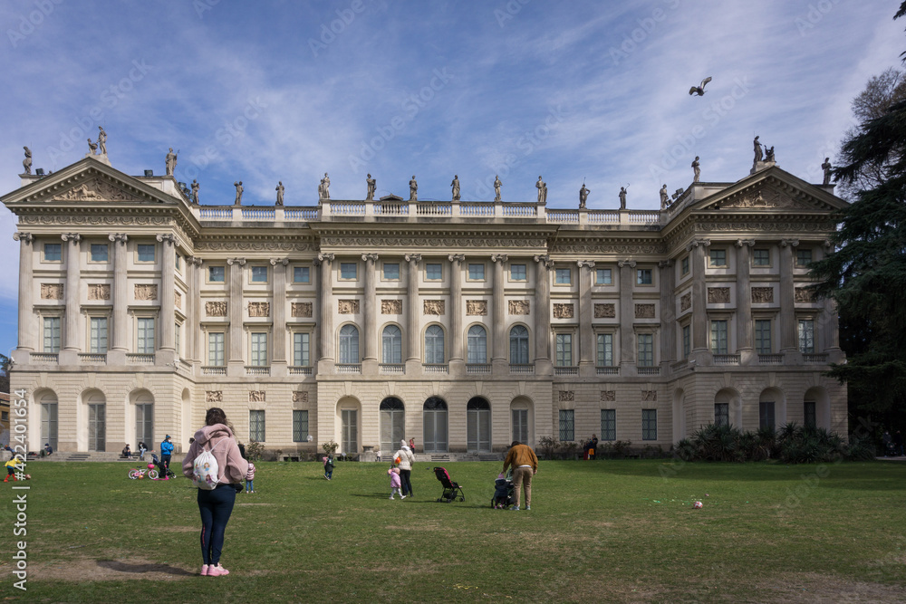 Naklejka premium MILANO (ITALIA) - MARCH 21, 2021: Villa Reale di Milano, Villa Belgioioso o Villa Belgiojoso Bonaparte