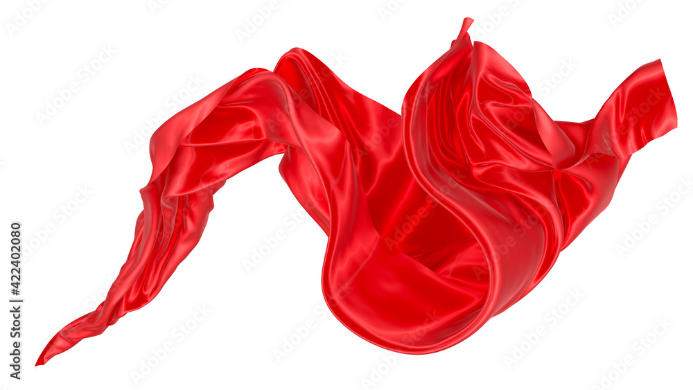 Beautiful flowing fabric of red wavy silk or satin. 3d rendering image. Beautiful flowing fabric of red wavy silk or satin. 3d rendering image.