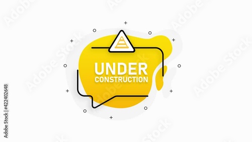 Yellow abstraction isolated sticker under construction. Motion graphic.