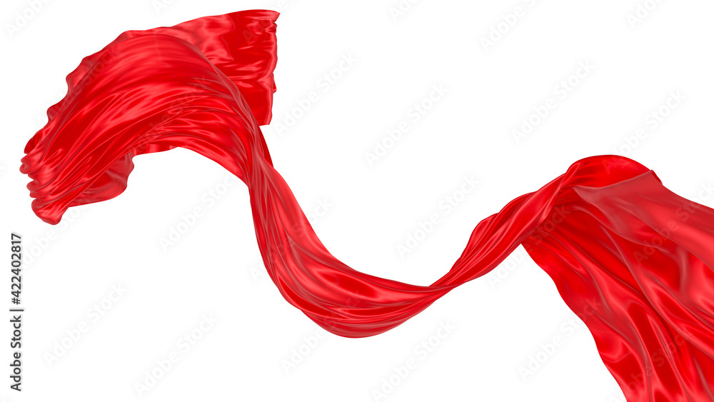 Beautiful flowing fabric of red wavy silk or satin. 3d rendering image. Beautiful flowing fabric of red wavy silk or satin. 3d rendering image.