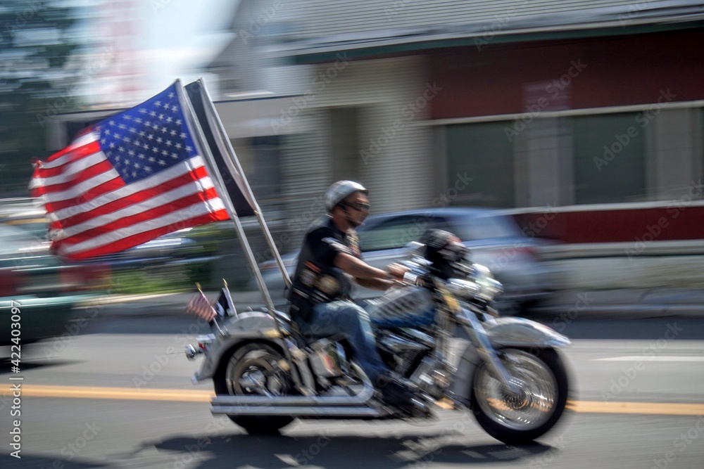 Fototapeta premium flag on motorcycle