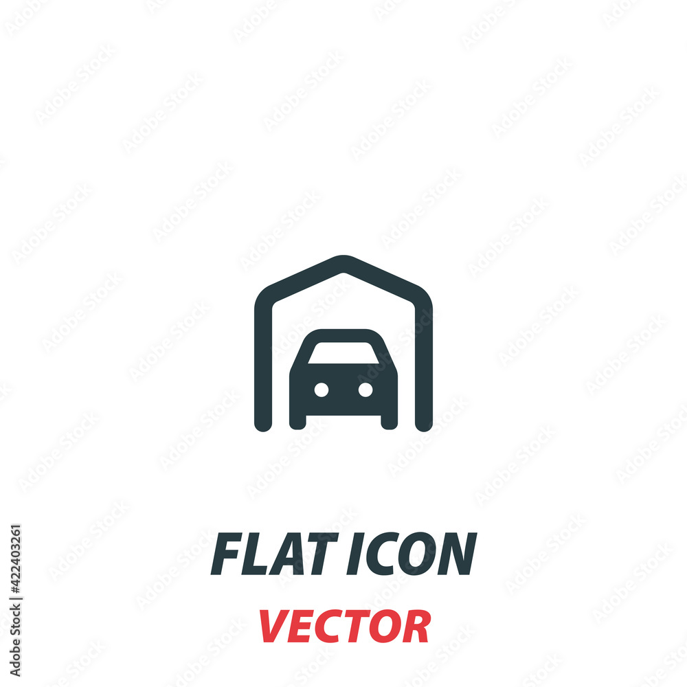 car garage icon in a flat style. Vector illustration pictogram on white background. Isolated symbol suitable for mobile concept, web apps, infographics, interface and apps design car garage icon in a flat style. Vector illustration pictogram on white background. Isolated symbol suitable for mobile concept, web apps, infographics, interface and apps design