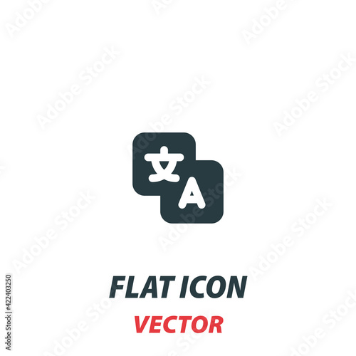 Language translation icon in a flat style. Vector illustration pictogram on white background. Isolated symbol suitable for mobile concept, web apps, infographics, interface and apps design