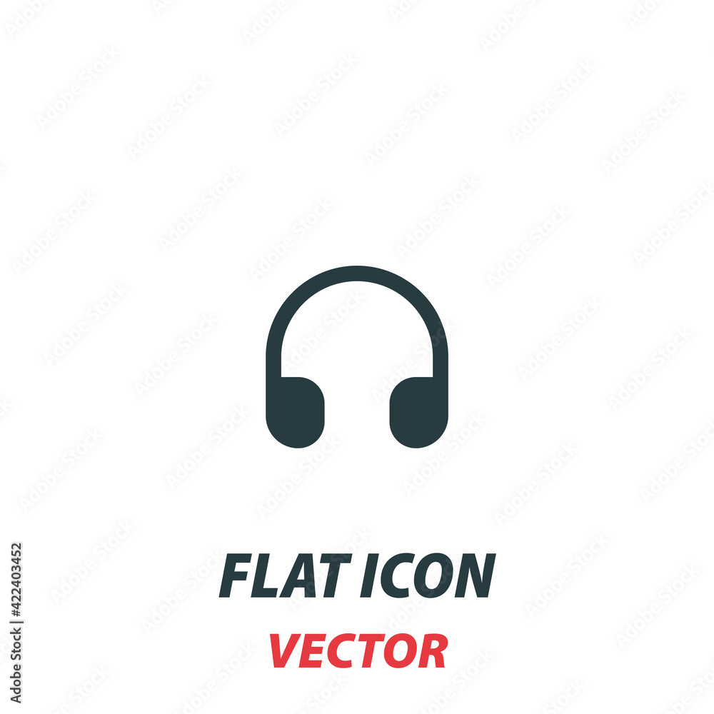 Headphones icon in a flat style. Vector illustration pictogram on white background. Isolated symbol suitable for mobile concept, web apps, infographics, interface and apps design Headphones icon in a flat style. Vector illustration pictogram on white background. Isolated symbol suitable for mobile concept, web apps, infographics, interface and apps design