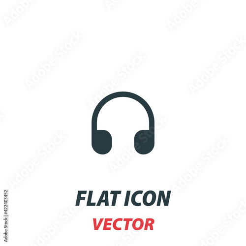 Headphones icon in a flat style. Vector illustration pictogram on white background. Isolated symbol suitable for mobile concept, web apps, infographics, interface and apps design