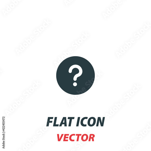 Question mark FAQ icon in a flat style. Vector illustration pictogram on white background. Isolated symbol suitable for mobile concept, web apps, infographics, interface and apps design