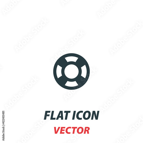 Lifebuoy icon in a flat style. Vector illustration pictogram on white background. Isolated symbol suitable for mobile concept, web apps, infographics, interface and apps design