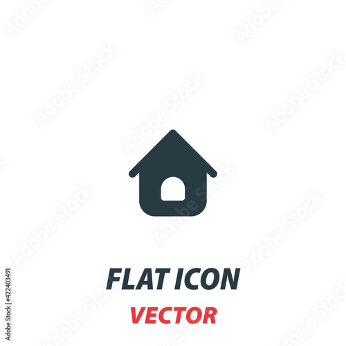 Home icon in a flat style. Vector illustration pictogram on white background. Isolated symbol suitable for mobile concept, web apps, infographics, interface and apps design