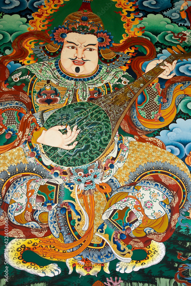 Colorful mural at Songzanlin Tibetan Buddhist monastery, Shangri-la, Yunnan Province, China