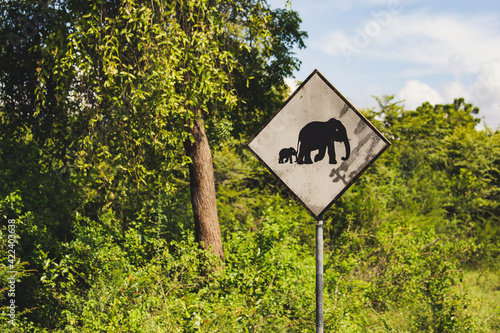 elephant crossing point drive carefully sign sri lanka