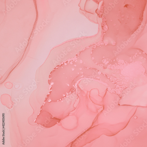 Elegant Luxury Marble. Acrylic Wallpaper. Oil Flow Texture. Abstract Drops. Feminine Fluid Design. Alcohol Pink Marble. Delicate Background. Art Modern Print. Watercolour Liquid Marble.