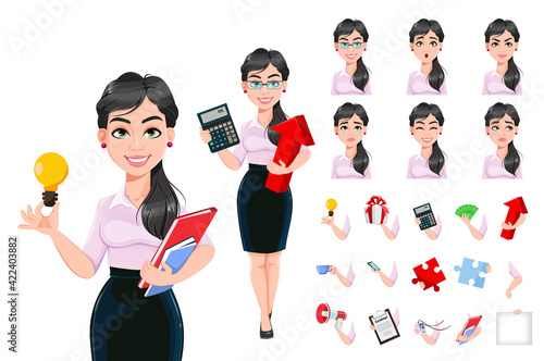 Successful business woman cartoon character