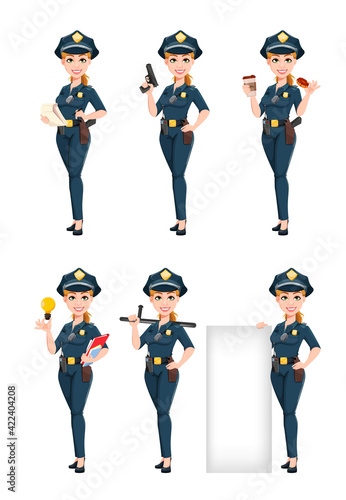 Police woman in uniform. Female police officer