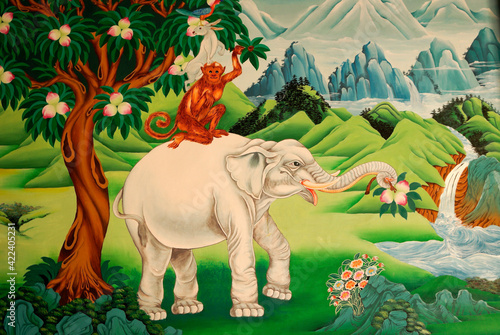 Obraz na płótnie Colorful mural at Songzanlin Tibetan Buddhist monastery, Shangri-la, Yunnan Prov