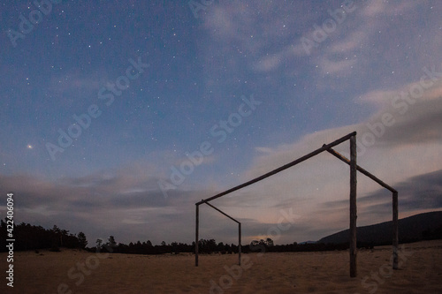 Football goal under the starry sky