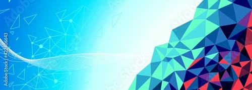 Digital polygon blue banner background vector illustration.