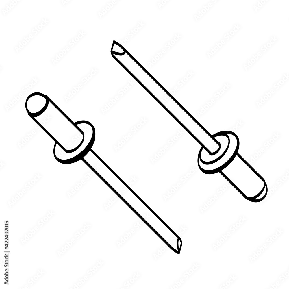 Set rivets in line style. Vector illustration on white background Set rivets in line style. Vector illustration on white background