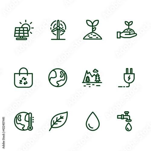 Eco and green energy icon set
