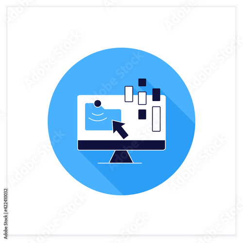 Collect data online flat icon. Data compiling, account information gathering. Online banking company services. Customer data concept.Vector illustration
