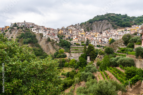 View of the medieval village of Motta Sant  Anastasia in sicily