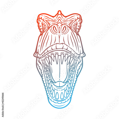 Tyrannosaurus Rex Head Dinosaur Illustration Vector. Velociraptor Face Predator Design.