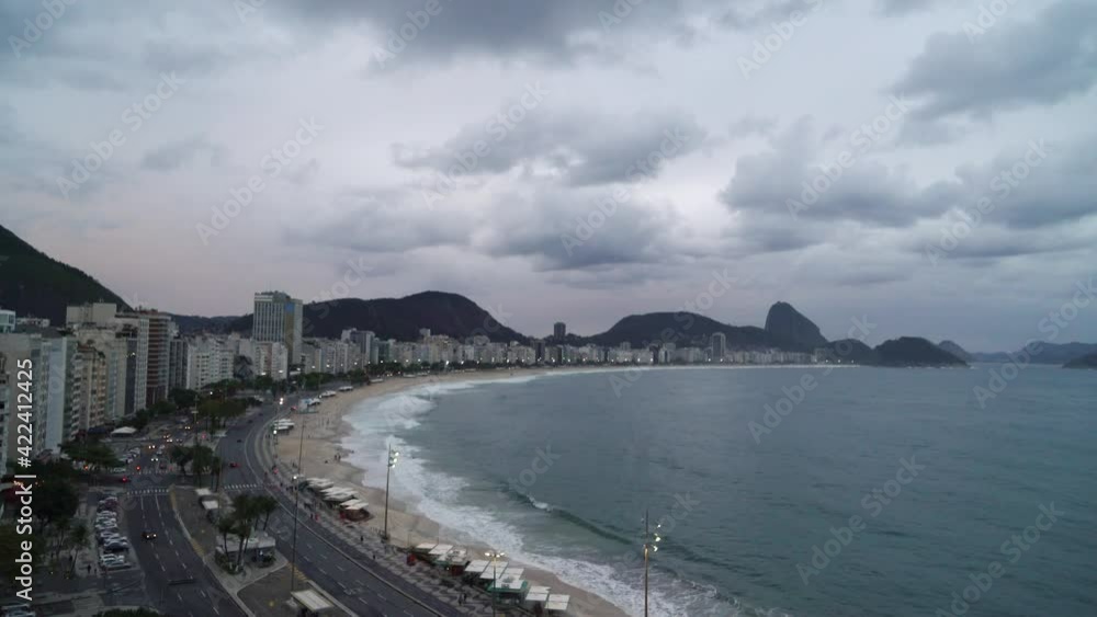 Copacabana beach, Rio, by dusk, with view to the Sugar Loaf mountain
Copacabana beach, Rio, by dusk, with view to the Sugar Loaf mountain