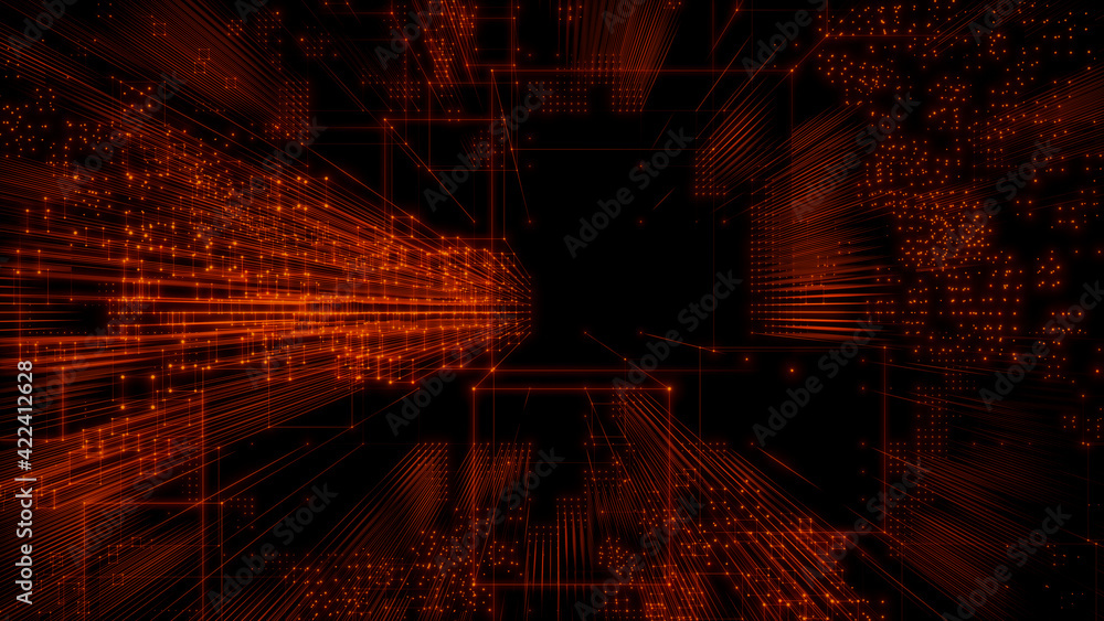 Futuristic, Orange Digital Grid background. Network Tech Wallpaper. 3D Render Futuristic, Orange Digital Grid background. Network Tech Wallpaper. 3D Render