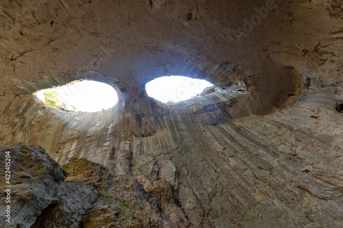 Prohodna cave known as God's eyes near Karlukovo village, Bulgaria