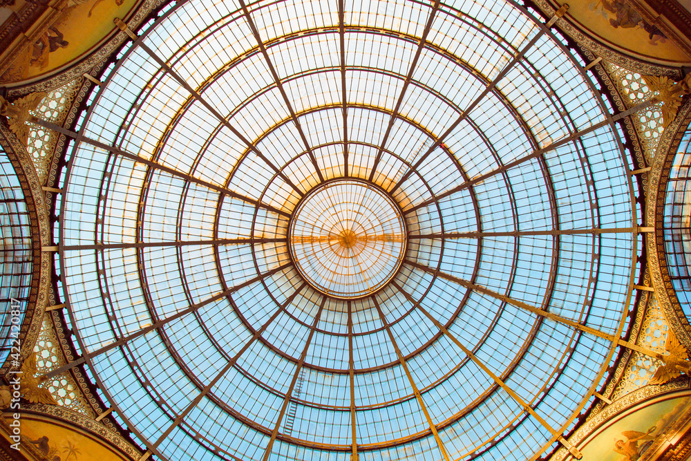 Close-up of the dome of the Galleria Vittorio Emanuele II