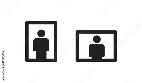 Photo flip icon set. Landscape rotate symbol. Orientation portrait sign in vector flat