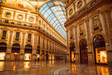 Interior of the Vittorio Emanuele II gallery with person walking