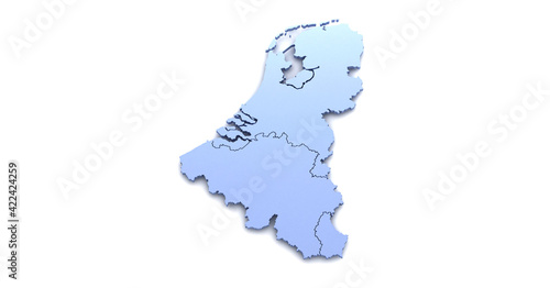 Benelux map. benelux three countries map 3D illustrations on a white background.