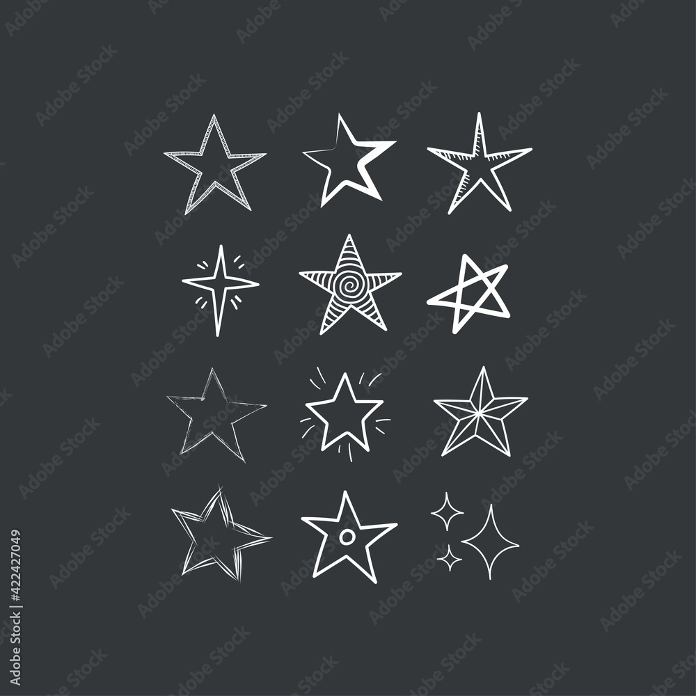 Stars doodle collection. Set of hand drawn stars. Scribble illustrations. Stars doodle collection. Set of hand drawn stars. Scribble illustrations.