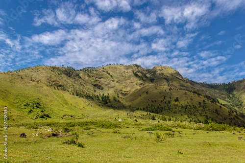 A view of beautiful countryside of North Sumatera, Indonesia. Wonderful springtime landscape.