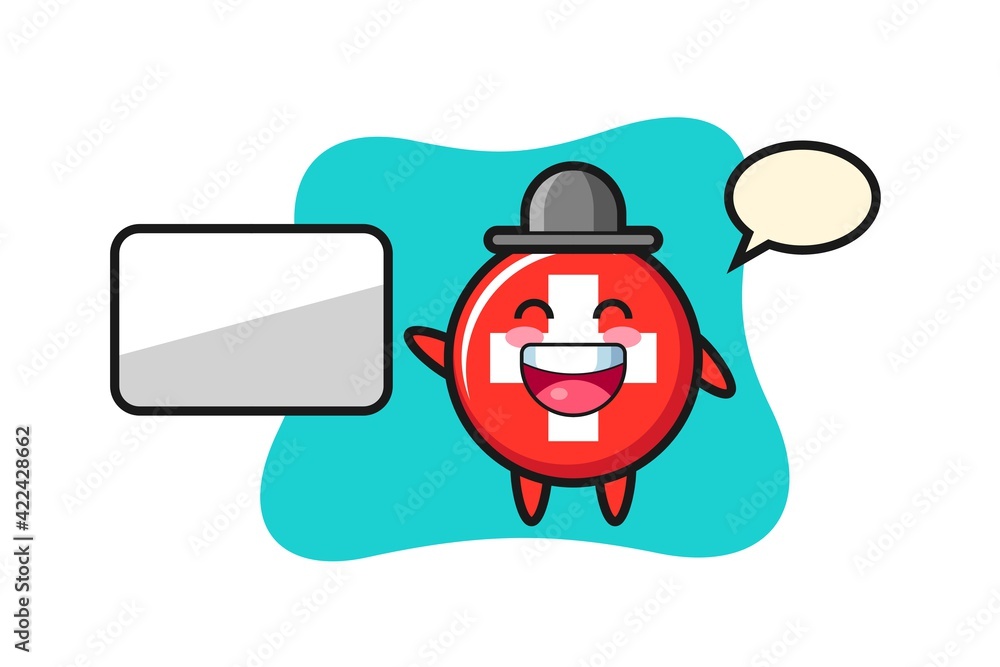 switzerland cartoon illustration doing a presentation switzerland cartoon illustration doing a presentation