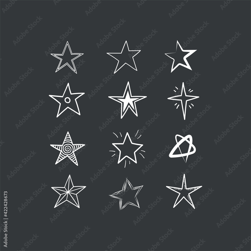 Stars doodle collection. Set of hand drawn stars. Scribble illustrations. Stars doodle collection. Set of hand drawn stars. Scribble illustrations.