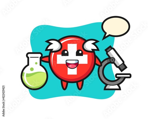 Mascot character of switzerland as a scientist