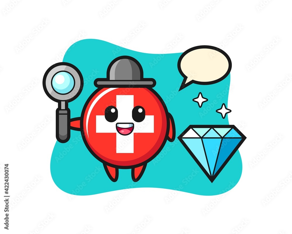 Fototapeta premium Illustration of switzerland character with a diamond
