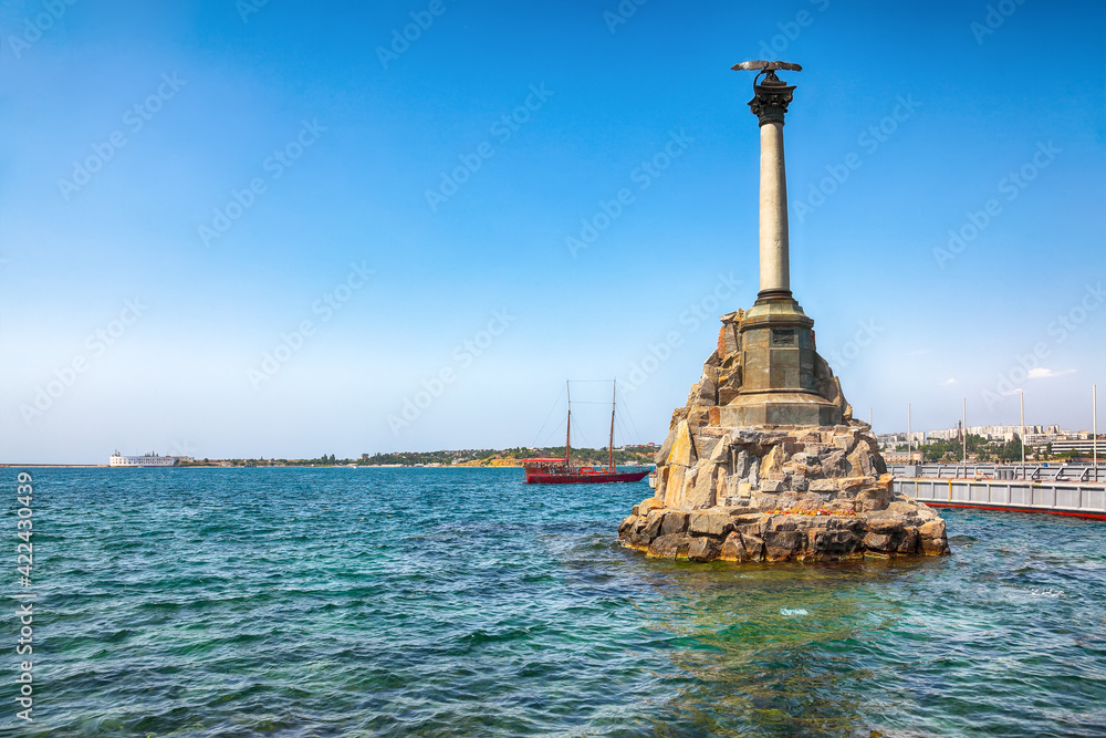 Iconic monument to the sunken ships in Sevastopol Bay. Iconic monument to the sunken ships in Sevastopol Bay.