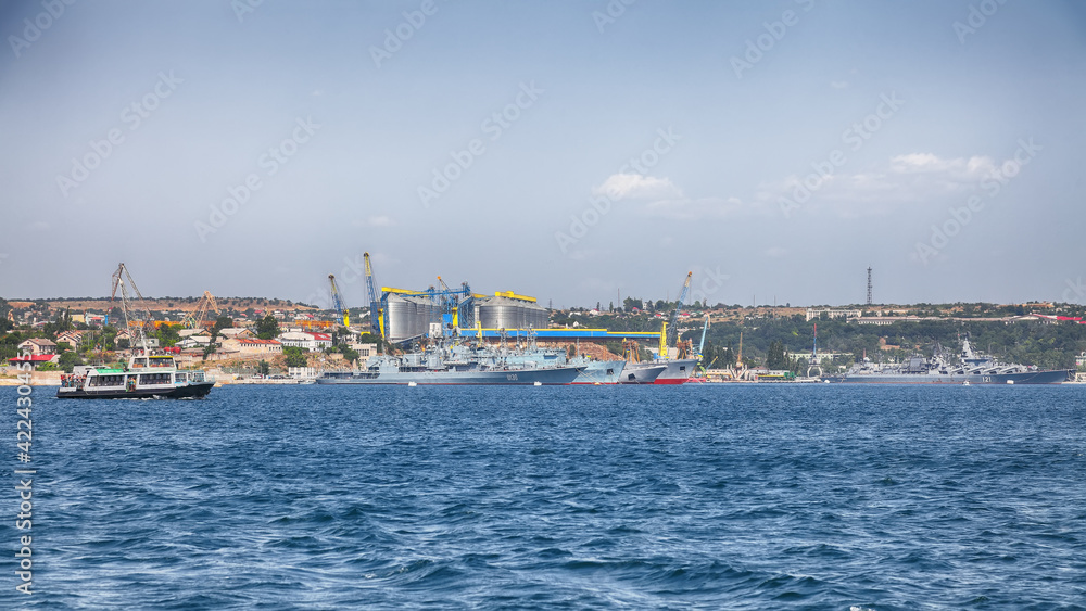 Navy warships at the Bay of Sevastopol.