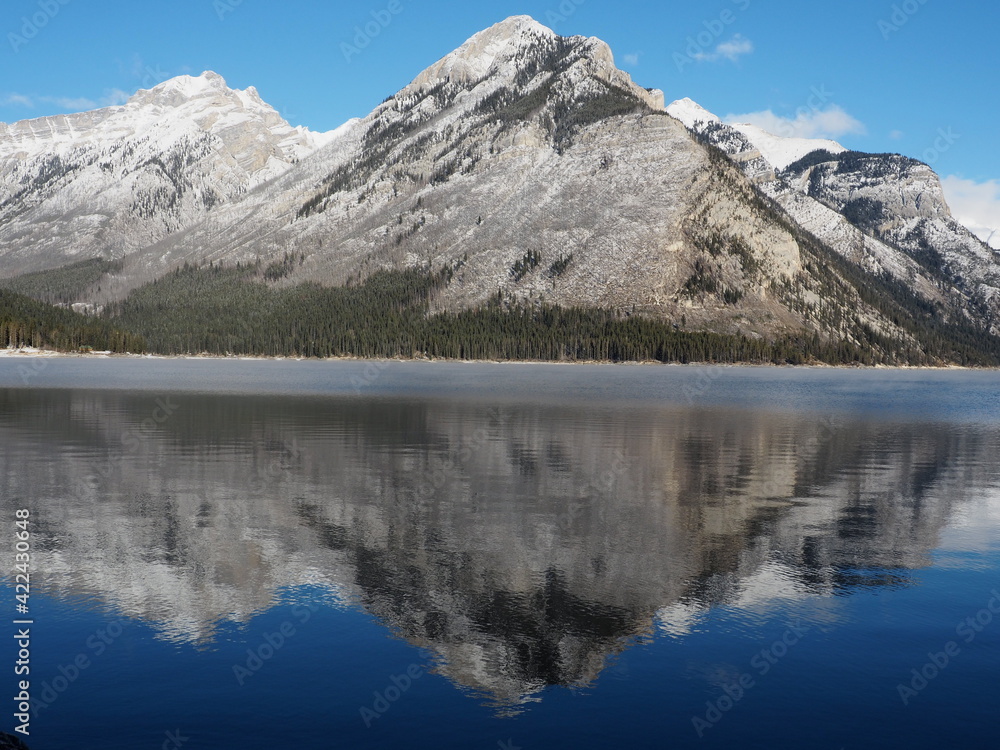 Perfect reflection at Lake Minnewanka at Banff National Park Alberta CanadaOLYMPUS DIGITAL CAMERA