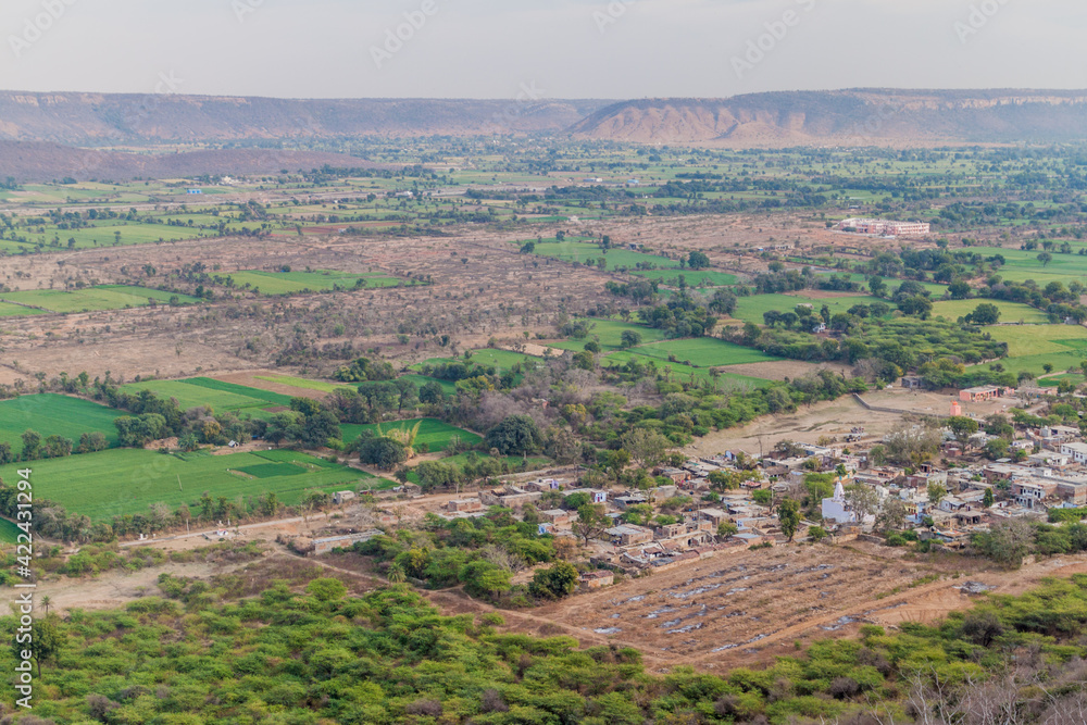 Landscape view from Chittor Fort in Chittorgarh, Rajasthan state, India