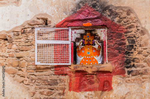 CHITTORGARH, INDIA - FEBRUARY 15, 2017: Shrine in Kankali Mata Mandir at Chittor Fort in Chittorgarh, Rajasthan state, India photo