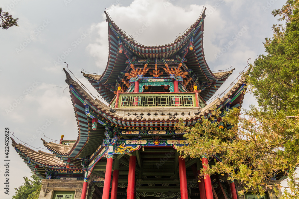 Pavilion on White Pagoda Mountain in Lanzhou, Gansu Province, China Pavilion on White Pagoda Mountain in Lanzhou, Gansu Province, China