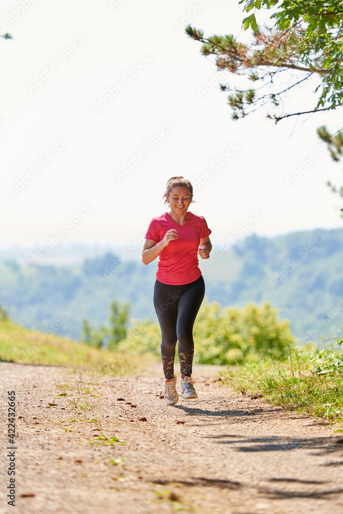 woman enjoying in a healthy lifestyle while jogging woman enjoying in a healthy lifestyle while jogging